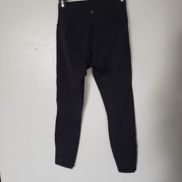 Lululemon Black High Times Tech Cropped Leggings Sz 6 Mesh Front Ankle Length - Picture 9 of 9